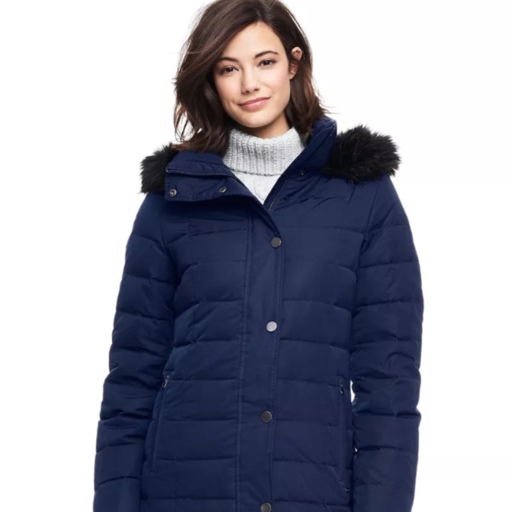 Long Women’s Land’s End Down coat size Medium.